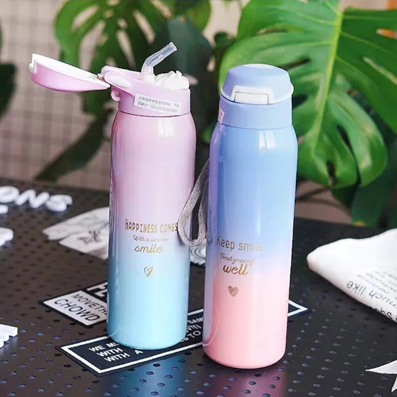 Бутылка для воды с соломенной изоляцией Garrafinha De Agua Drinkfles Cute Botella Garrafa Termica Butelka Na Wode