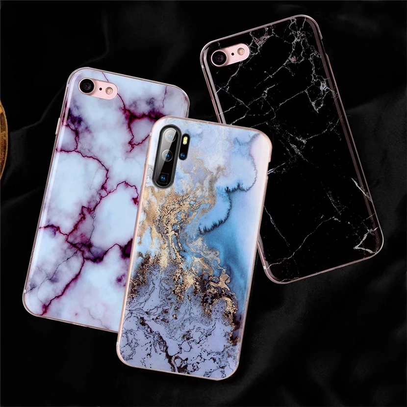 Блеск Мрамор чехол для huawei P20 Pro P30 Lite Чехол телефона из мягкого ТПУ с Силиконовые