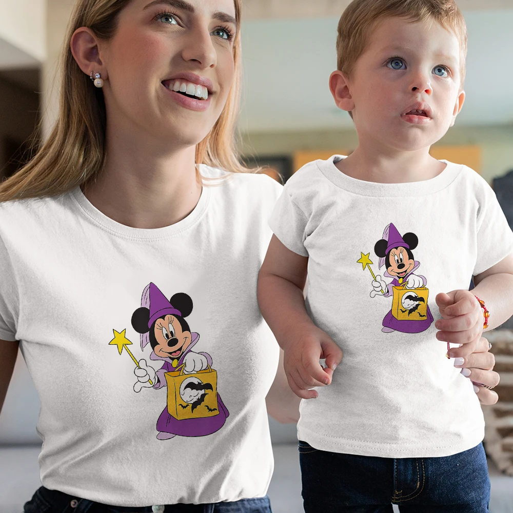 Camiseta creativa de Disney para madre e hija, ropa de aspecto familiar de perro Pluto y calabaza, bonita camiseta de Halloween-3