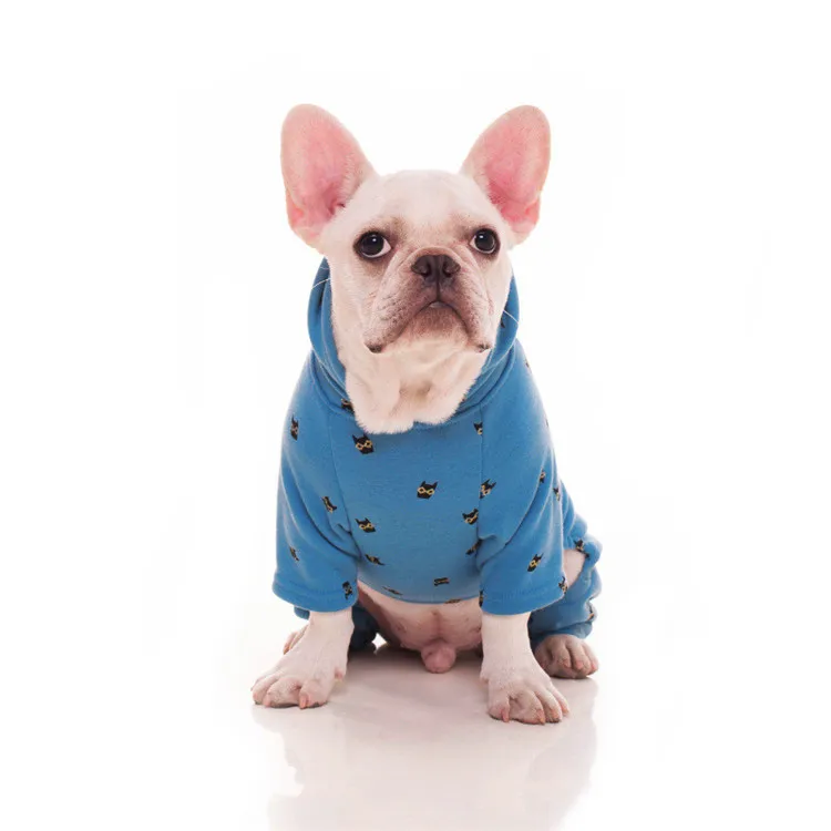 

Осенняя синяя бархатная толстовка с капюшоном для собак, утепленная Спортивная одежда для досуга, зимнее теплое средство для домашних живо...