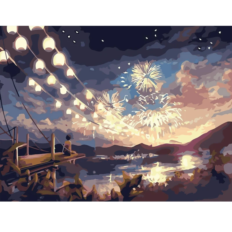 

Dropshipping Painting By Numbers Scenery DIY Oil Coloring By Numbers Street Landscape Canvas Paint Art Pictures Home Decor