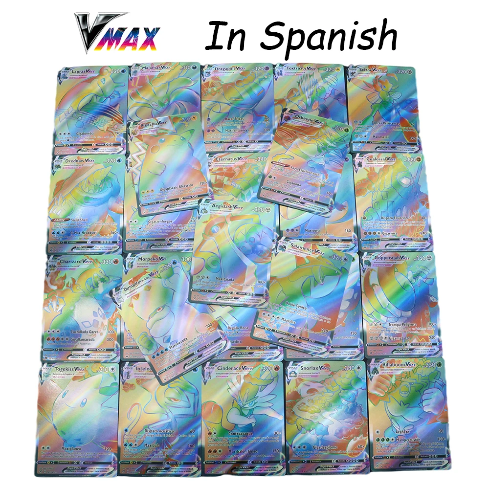 

Покемон блестящие карты в испанском Пикачу буквы тег команда GX VMAX тренажер энергия игральные карты игра Castellano Español детская игрушка