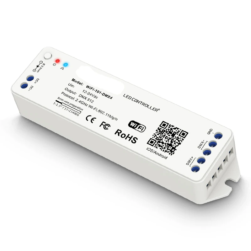 Yeni LED WiFi DMX512 dönüştürücü DC12-24V giriş; DMX sinyal çıkışı Led RGB şerit denetleyicisi Wifi-101-DMX4