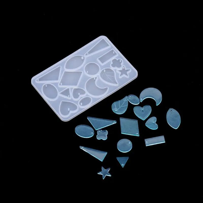 

3Pcs All Shapes Jewelry Pendant Resin Silicone Earrings Necklace Pendant Mold With Hanging Holes Jewelry Making Tool