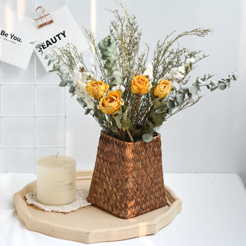 Подвесной ротанговый корзина из морских водорослей ручное вязание пампасная