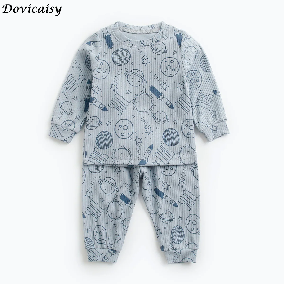 

2021 spring ins New Baby Pajamas Set Cartoon Long Sleeve O Neck And Pants Sleepwear