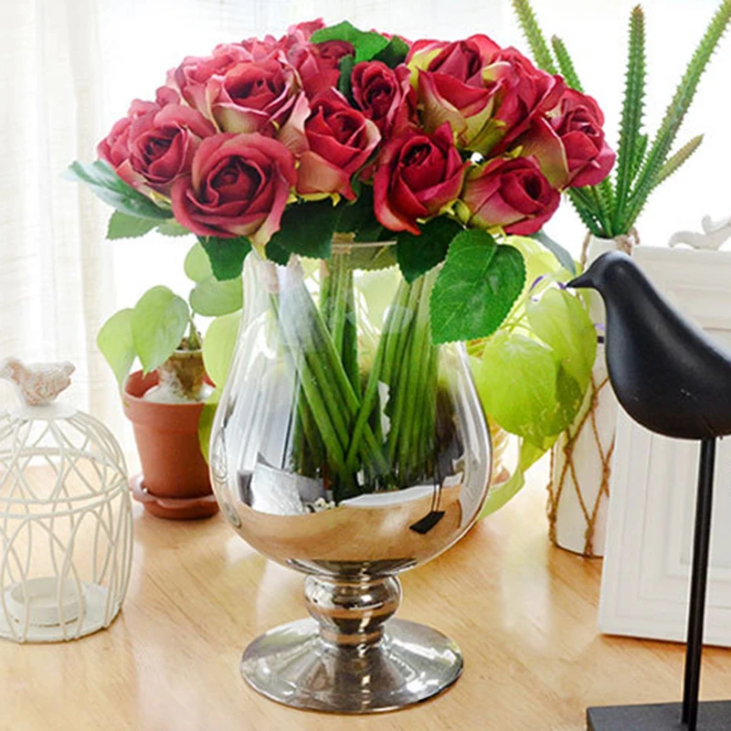 

Сертифицированные поддельные цветы, 9 головок, Роза-Каролина, BouqueDecor