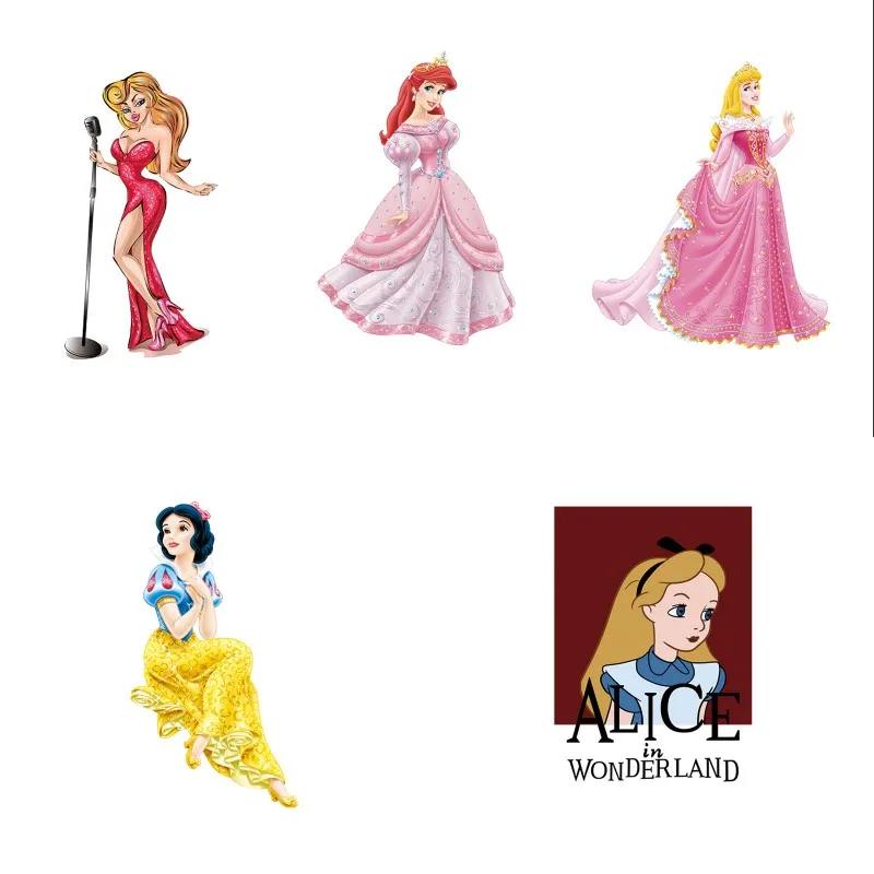 5 шт./компл. мультфильм персонаж принцесса значок патчи Термочувствительная