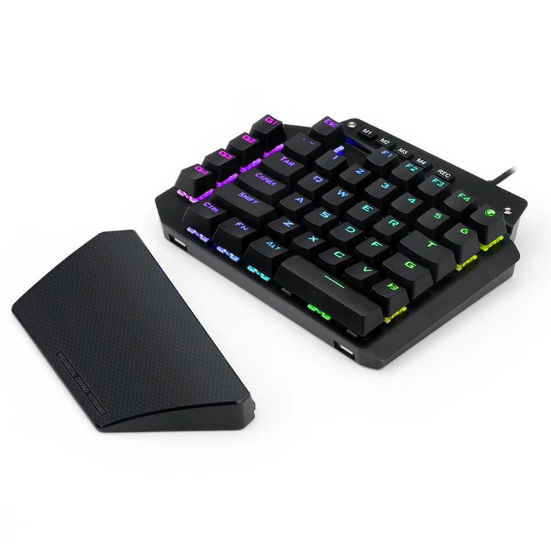 Механическая игровая клавиатура с одной рукой RGB светодиодной подсветкой синие