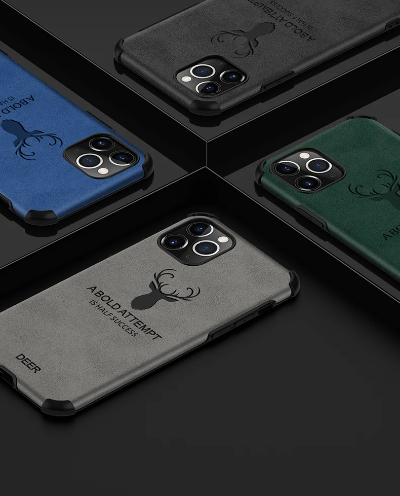 for apple iphone 11 pro max case soft siliconeleather pu deer shockproof back cover case for iphone xs max xr 6 6s 7 8 plus se free global shipping