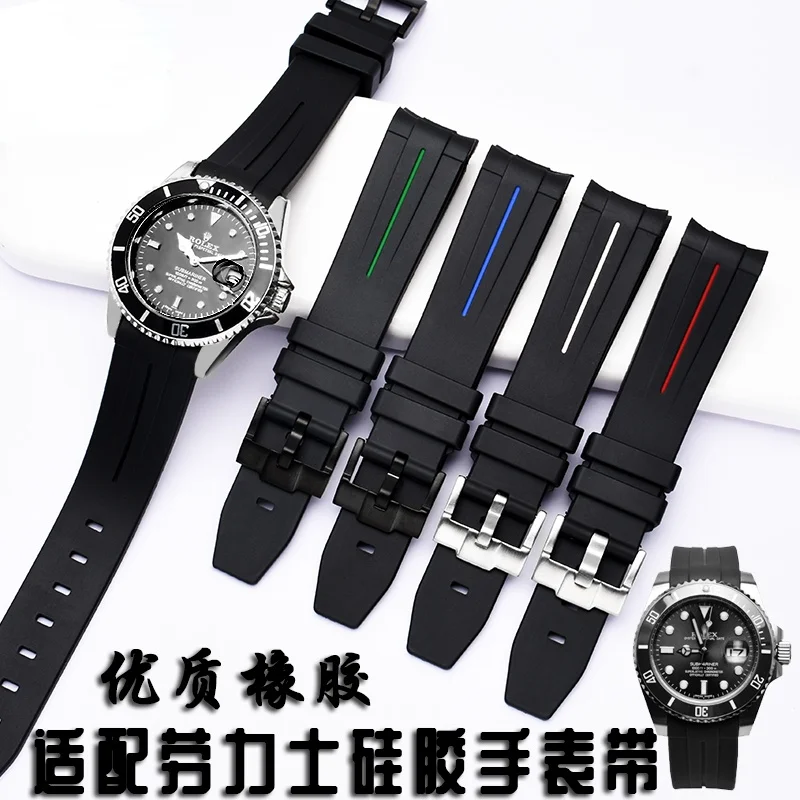 

Rubber Watch Strap for Rolex Black Water Ghost Aerial Overlord Seiko Longines Comas Silicone Watch Bracelet 20