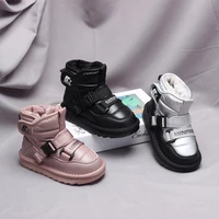 childrens snow boots thickened cotton padded boots winter new childrens waterproof short boots black grey pink color shoes