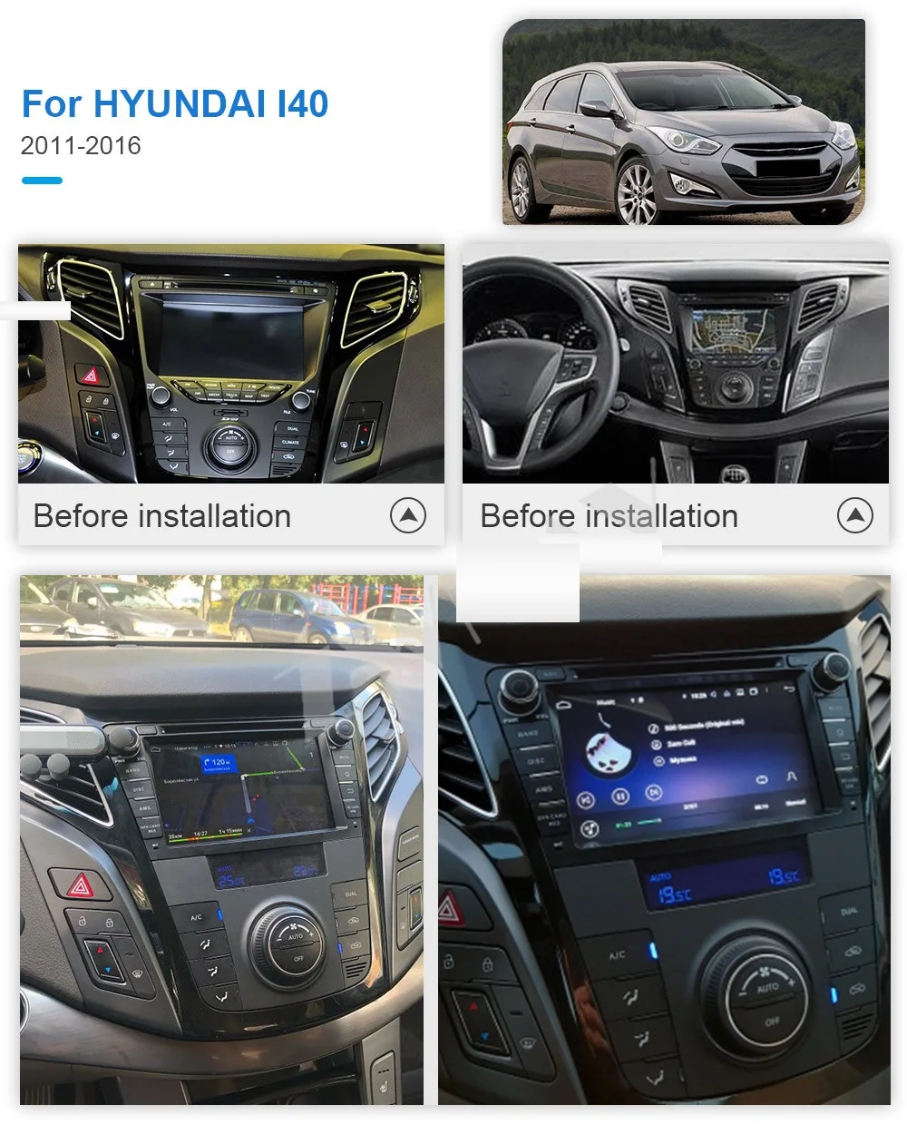 Беспроводной Carplay Android 9. 0 4 + 10 0G плеер GPS-навигация для HYUNDAI I40 128-2011 автоаудио стерео