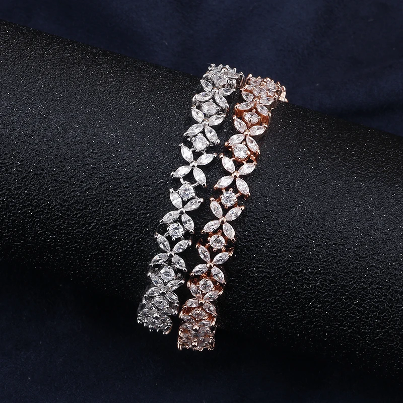 Женский ослепительный браслет цепочка RAKOL ювелирное изделие серебристого