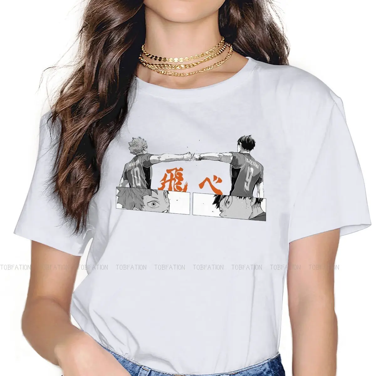 

Женская футболка Haikyuu Tobio Kageyama с мультипликационными девушками, Графические Топы 4XL, женская футболка с круглым вырезом, Забавный модный под...