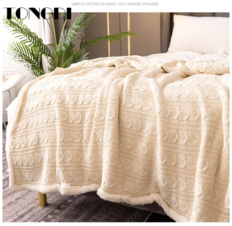 TONGDI Boho Raschel одеяло мягкое утолщенное тяжелое теплое вязаное Экологичное