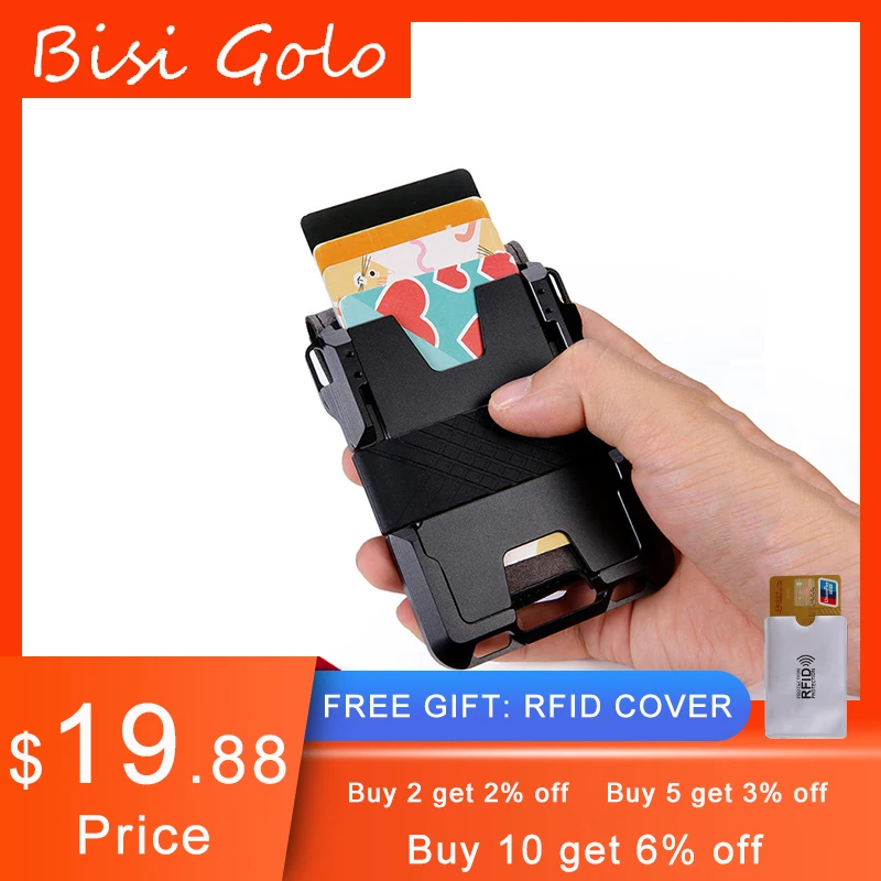 BISI GORO мужской и женский RFID кошелек ID Смарт-держатель для карт высокое качество чехол для визиток модный Алюминиевый футляр металлический чехол
