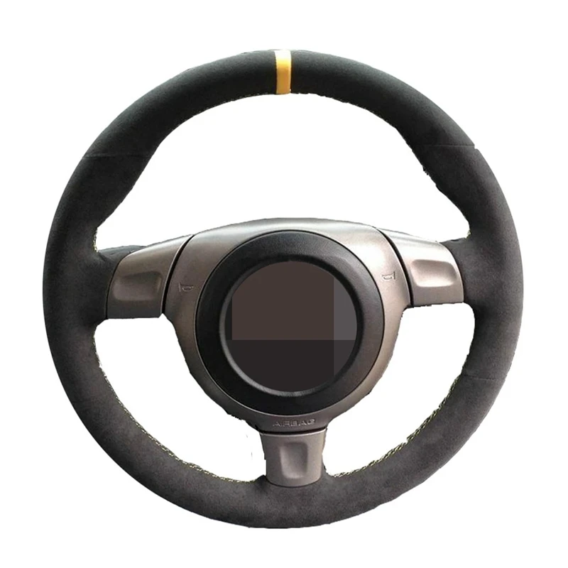 

Car Steering Wheel Cover DIY Hand-stitched Non-slip Black Genuine Leather Suede For Porsche 996 911 2006-2007