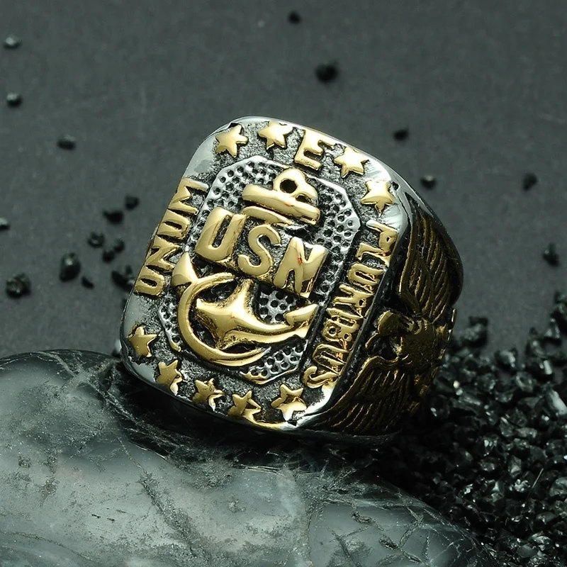 SECRET BOYS Vintage Men's US Marine Corps Ring 316L Stainless Steel Eagle Anchor Punk Gothic Jewelry | Украшения и аксессуары