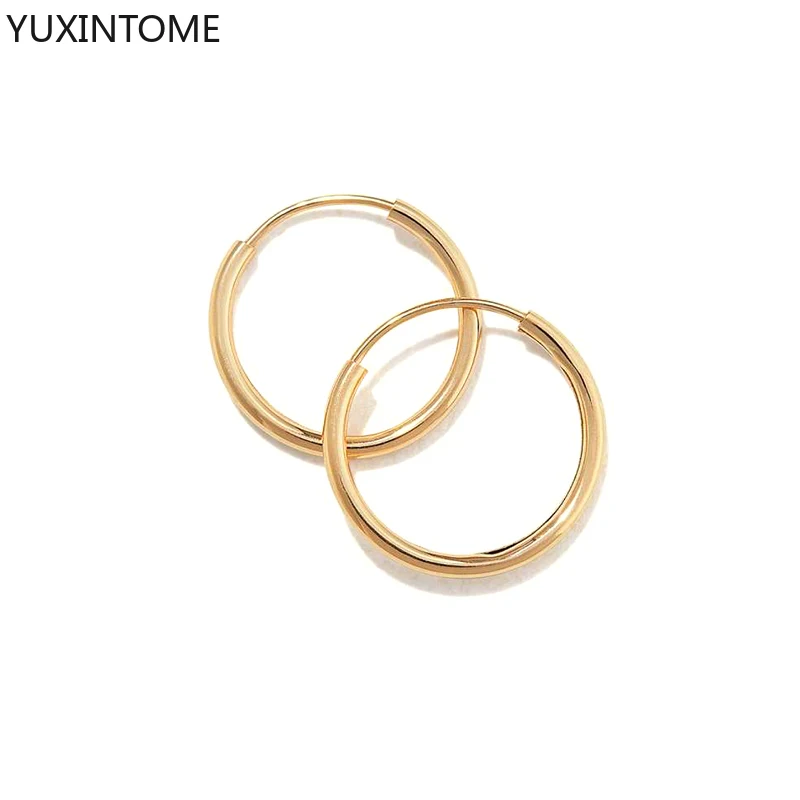 

30mm 925 Sterling Silver Ear Needle Smooth Small Hoop Earrings for Women Minimalist Tiny Circle Huggies Earrings Jewelry