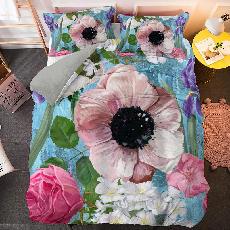 Мягкие наволочки с красивым цветочным принтом пододеяльники постельные