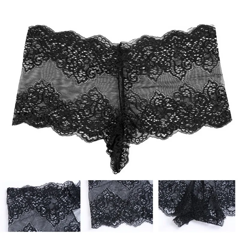 

New Women Sexy Lingerie Lace Underwear Floral Lace High Waist See Through Seamless Underwear Panties White Black Plus Large Size