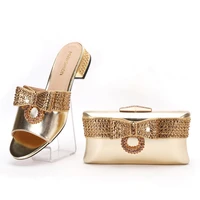 2021 italian design africa and nigeria high heeled party crystal rhinestone wedding lady shoes and hand held straddle dinner bag