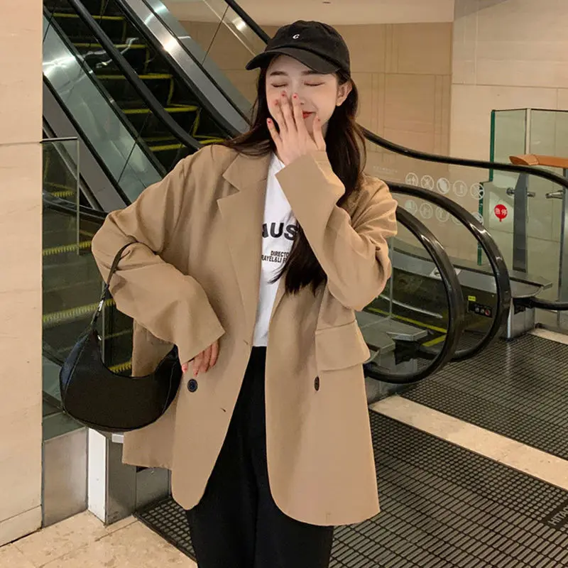 

Новинка Осень-зима 2021, модные элегантные высококачественные повседневные блейзеры для офиса, женские удобные однобортные свободные блейзе...