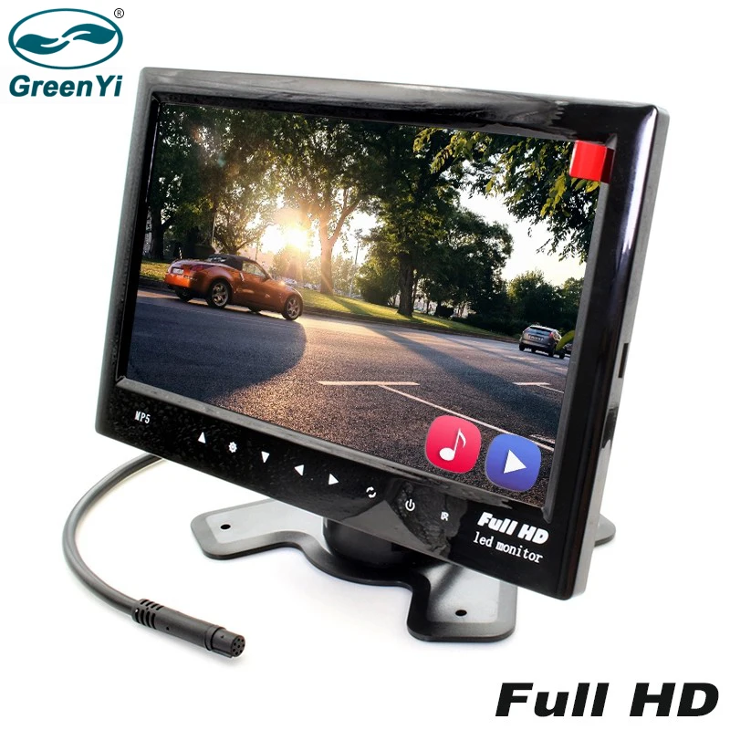 GreenYi 7 дюйма разрешение Full HD зеркало заднего вида монитор 2 видео Вход Поддержка