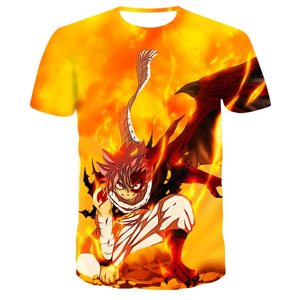 

New Anime Fairy Tail 3D Print T Shirt Natsu Dragneel Polera Camiseta Anime T Shirt Short Sleeve hip hop T Shirts Streetwear Top