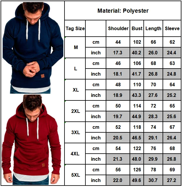 

Men Drawstring Pocket Hoodies Solid Color Long Sleeve Fitness Hooded Pullover Large Size Sweatshirt