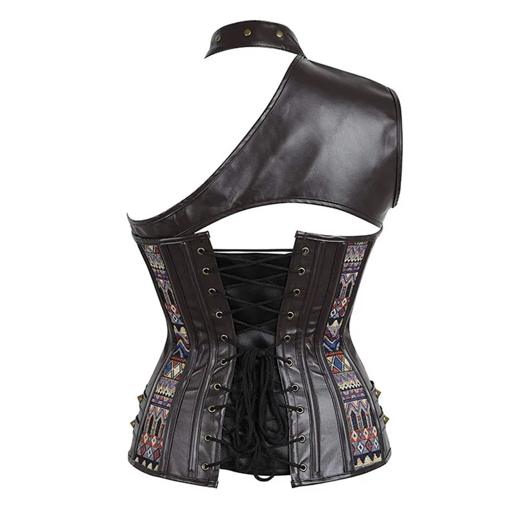 Gothic Corset Waist Trainer Shaper Women Steampunk Gorset Overbust Corselet Sexy Cosplay Bustier Halterneck Fashion Korsett Sexi