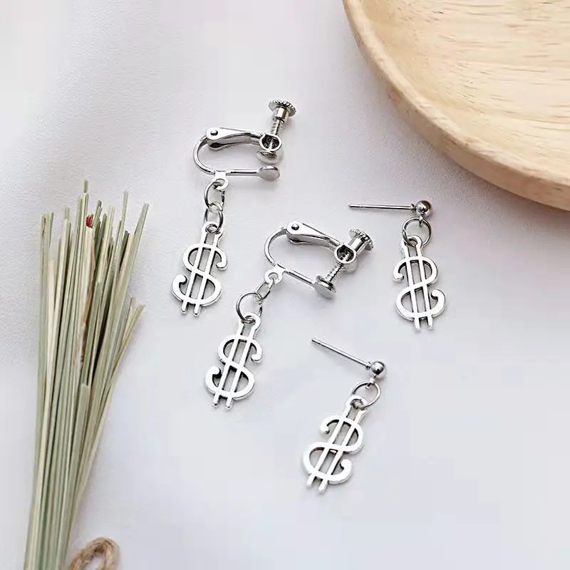

Fun Creative Personality Dollar Coin Earrings for Women 2021 Fashion Korean Style Mens Earrings Grunge Punk Jewelry Wholesale