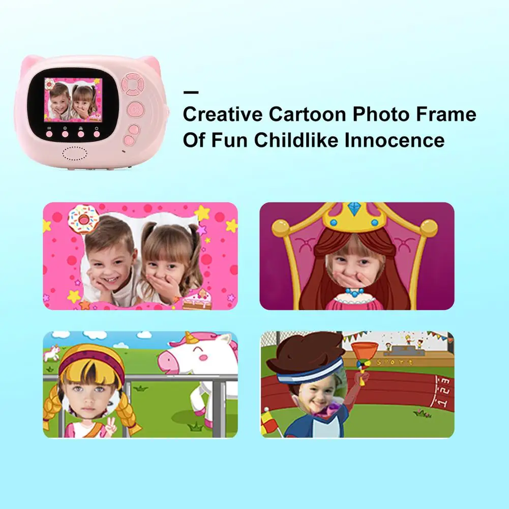 

P02 2.4 inch Children Camera TFT 1080P HD 8MP WIFI Mini Built-in Sprout Cute Big Head Sticker PatternCute Digital Child Camera