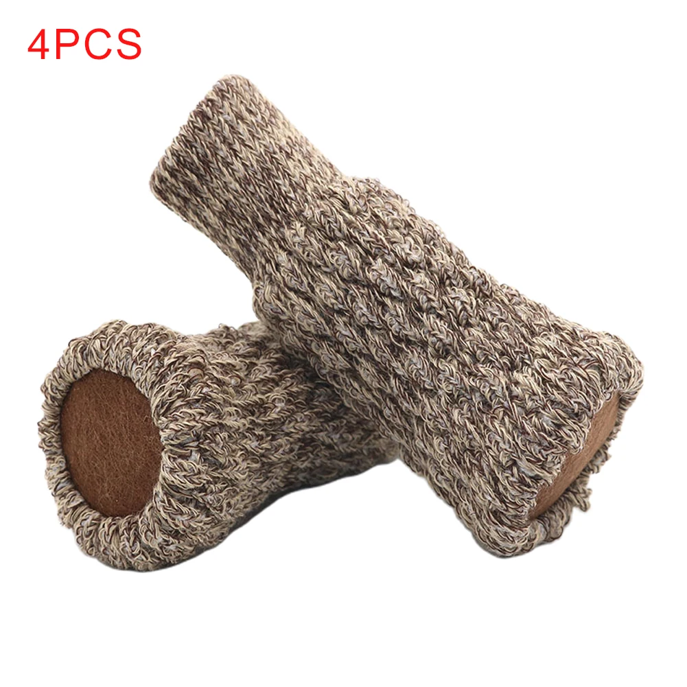 

4pcs Solid Chair Leg Socks Foot Pad Knitted Anti Scratch Floor Protector Elastic Furniture Cover Noise Reduction Home Decor