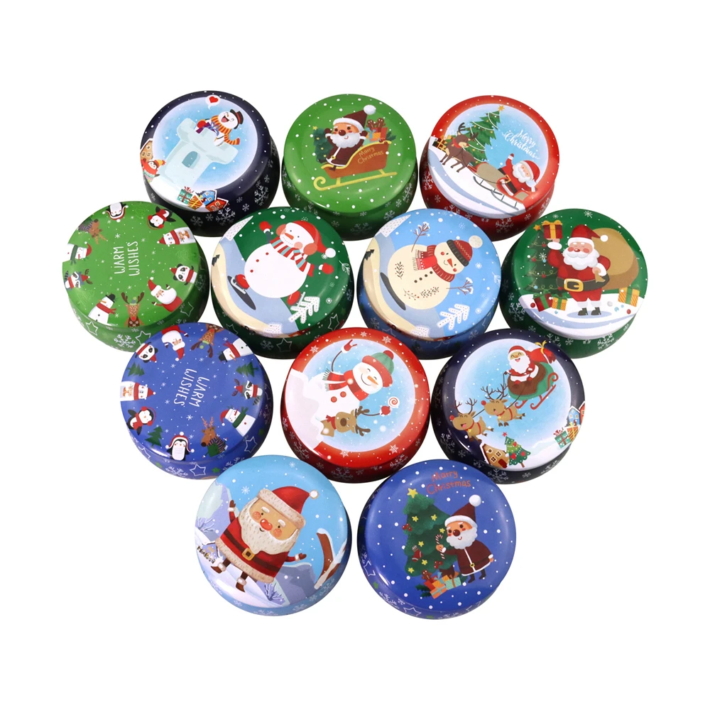 X20 Christmas Tinplate Candle Can 4oz Capacity Food Grade Tin Box Drum Shaped Gift Metal Candy Biscuit Iron Storage | Дом и сад