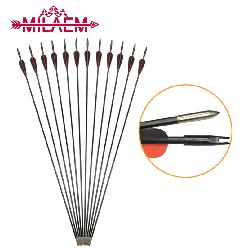 

10/12 Archery Fiberglass Arrow For Recurve Bow 6CM OD Arrow Shaft For Hunting Shooting Accessories 2.5" Water Shape Feather
