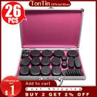 Массажный набор Tontin, массажный набор с подогревом для облегчения боли в спине, уход за здоровьем, лава, базальт, Круглый массажный инструмент, камни для здоровья