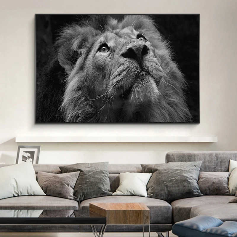 

African Animal Black Lions Canvas Paintings on The Wall Art Posters and Prints Wild Animals Wall Cuadros Pictures for Home Decor