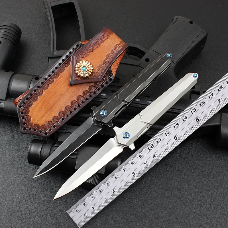 Foldable knife M390 Blade Titanium handle outdoor camping pocket Survival Self-defense Hunting Kitchen Knives utility EDC Tools