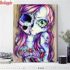 Алмазная живопись 5d из круглыхквадратных страз, мультяшный череп с большими глазами для девочек, искусство, стразы, 3d вышивка декор из алмазной мозаики