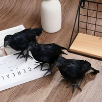 1 pcs simulation black crow animal model artificial crow black bird raven prop scary decoration for party supplies halloween