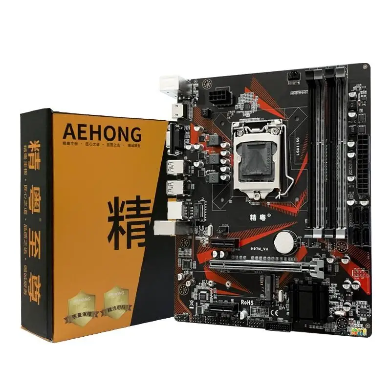 

JGINYUE H97M-VH Motherboard Desktop LGA1150 Support NVME M.2 SSD Intel XEON i3 i5 i7 Processor USB3.0 SATA3.0 Micro-ATX DDR3 Ram