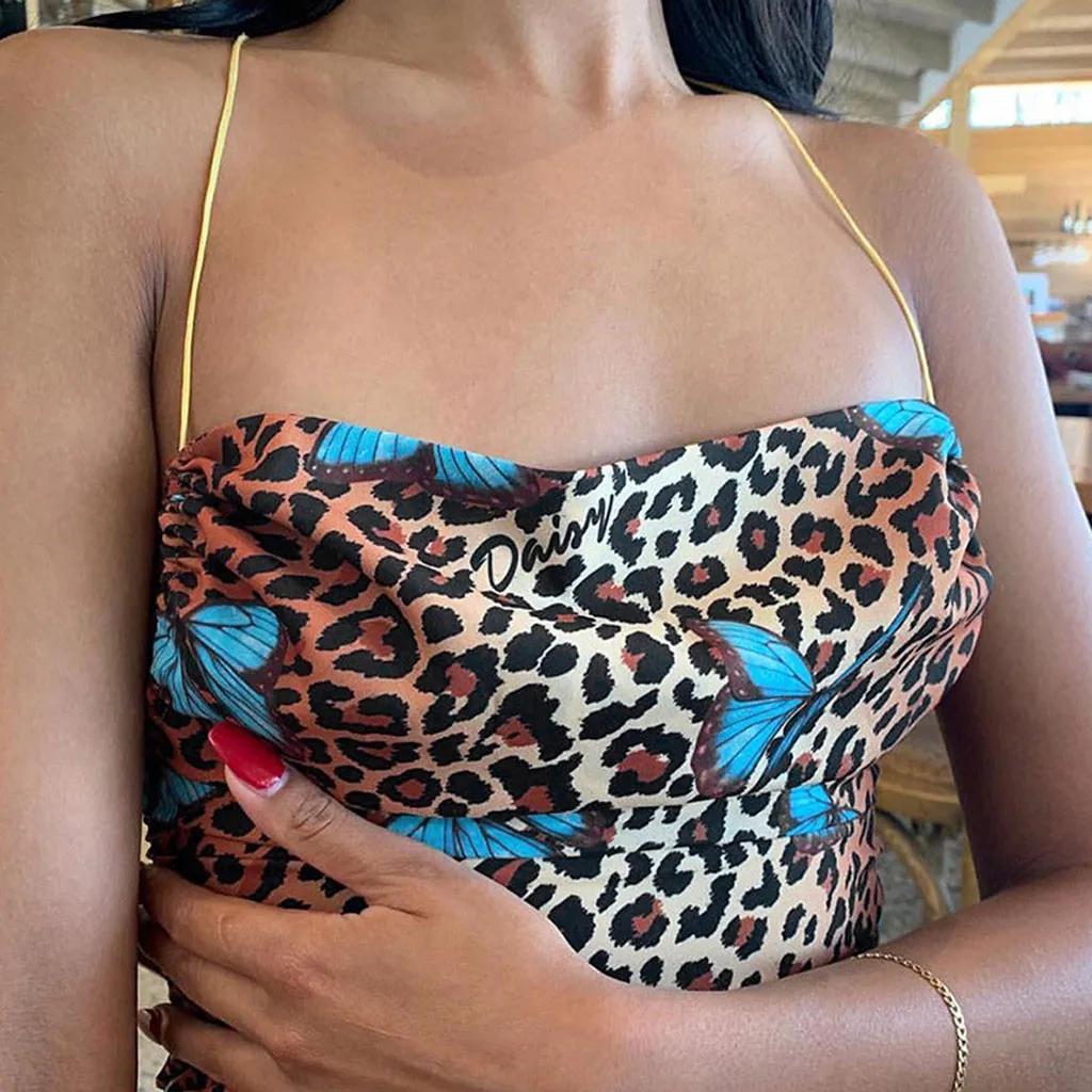 2020 leopard print backless sexy bodycon mini dress summer women fashion slash neck slip party streetwear clothes | Женская одежда