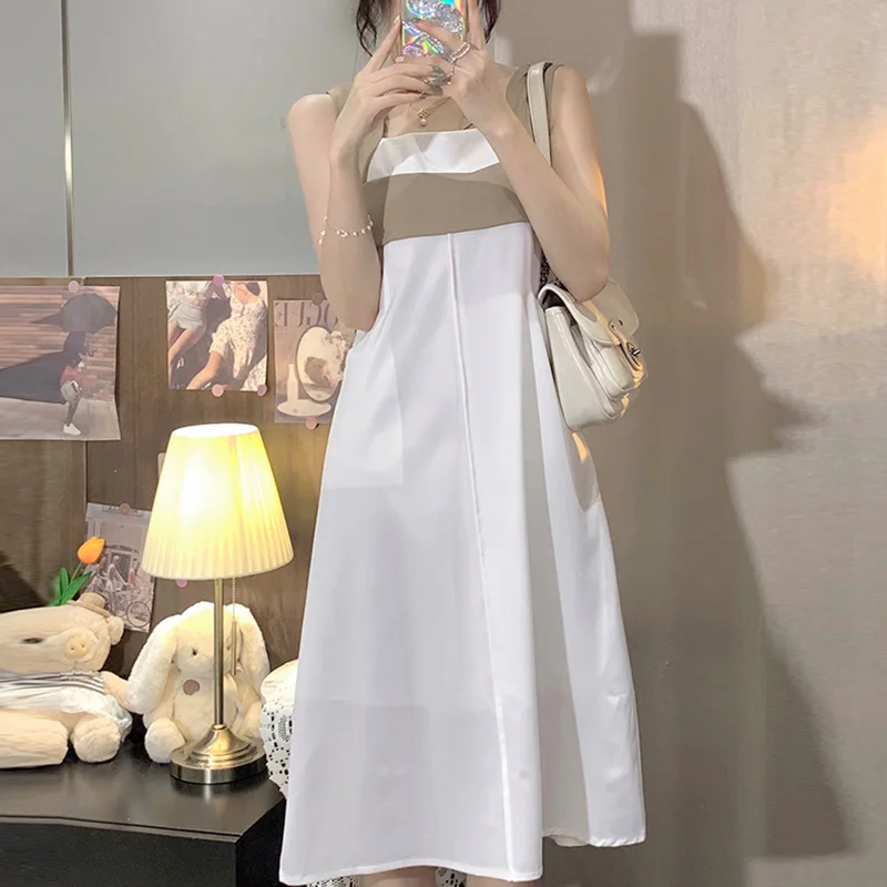 

White Mouwloos Vest Women's dress Summer 2021 New French minority Soft temperament Slender skirt