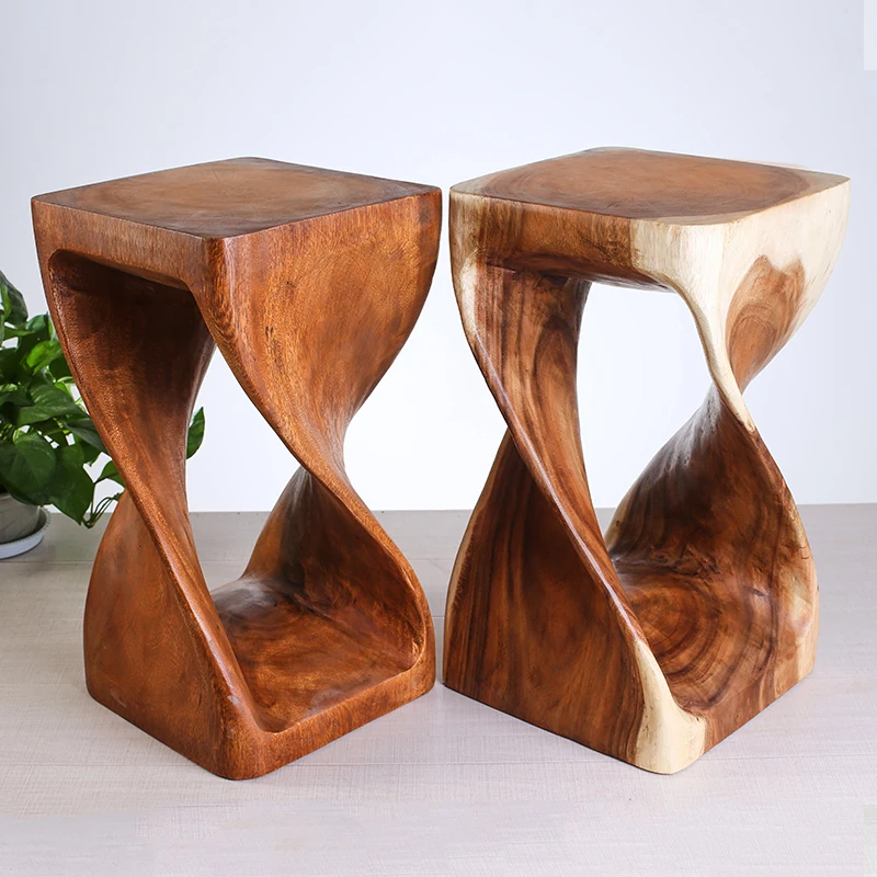 

Creative solid wood stool square stool curved wooden stool
