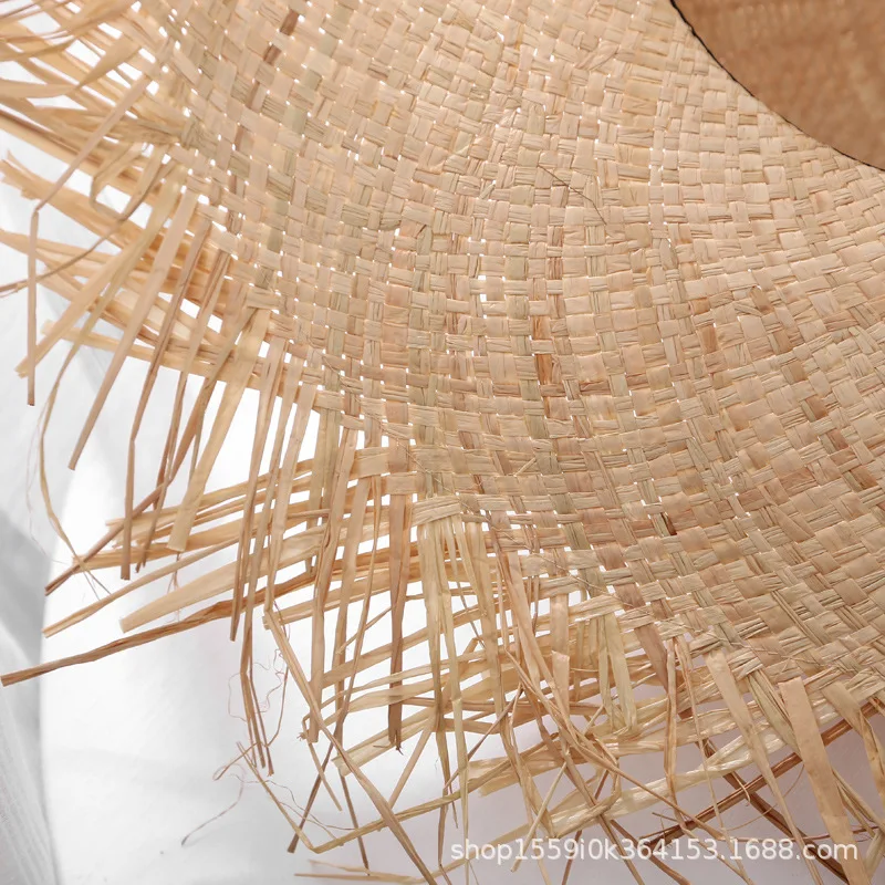 Натуральная большая женская летняя широкая широкополая шляпа с кантом рафия