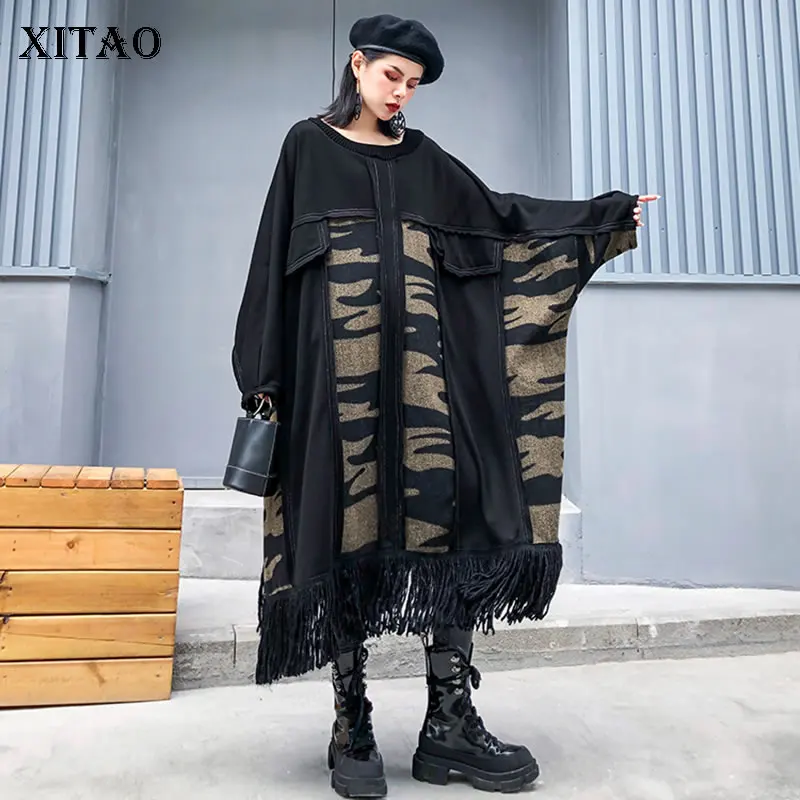 XITAO Tide размера плюс лоскутное леопардовое платье женская одежда 2019 модное