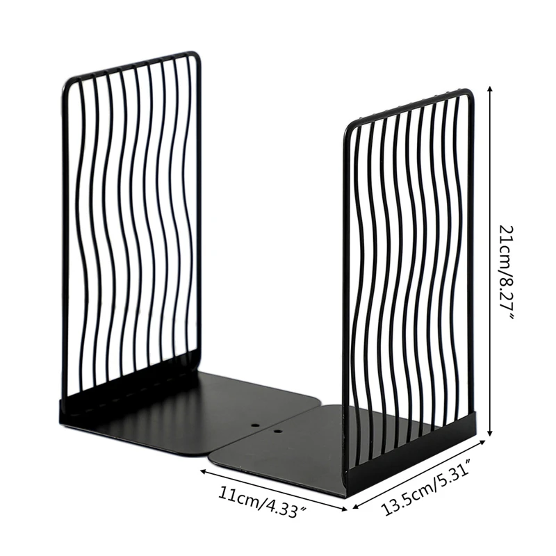 

1 Pair Nordic Iron Bookends Book Stand Support Desktop Office Book Magazine Organizer Non Slip Rack Shelf Holder C26