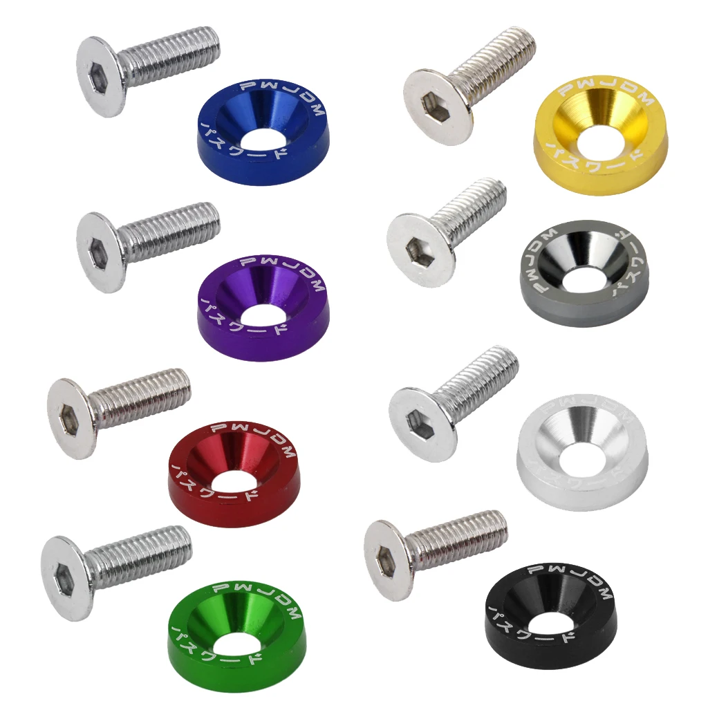 

10x Universal Bumpers Fender Washers Kit M6 Bolt Screw Engine Aluminum 8 Colors